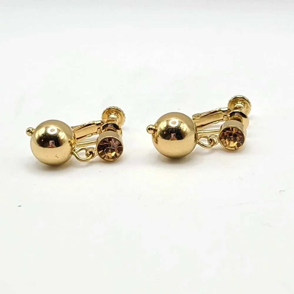 Joan Rivers Gold clip on Earrings with Crystal Rhinestone